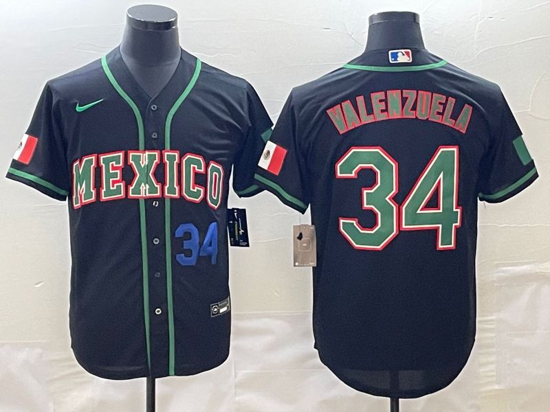 Men 2023 World Cub Mexico #34 Valenzuela Black Nike MLB Jersey2